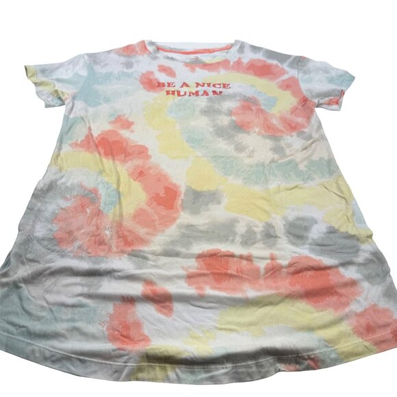 Secret Treasures Women's Size S/M Shirt Sleep Tie-Dye "Be A Nice Human" Preowned - Picture 1 of 13